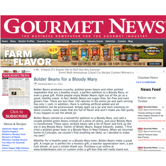 Bolder Beans article in Gourmet News 2014