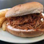 photo of bloody mary pulled chicken sandwich