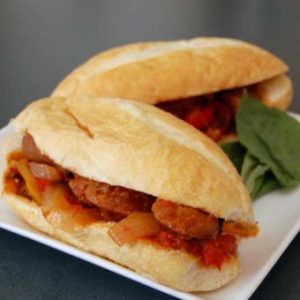 Photo of Sausage and Pepper Sandwich with Bloody Mary mix